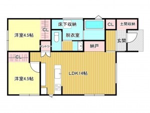 松阪市新座町、新築一戸建ての間取り画像です