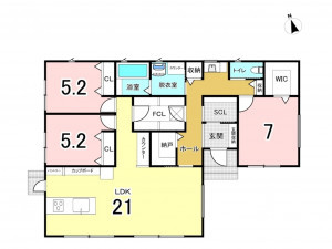 津市久居元町、新築一戸建ての間取り画像です