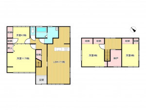 松阪市日丘町、中古一戸建ての間取り画像です