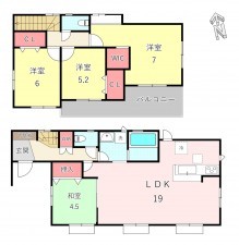 古賀市新久保、新築一戸建ての間取り画像です