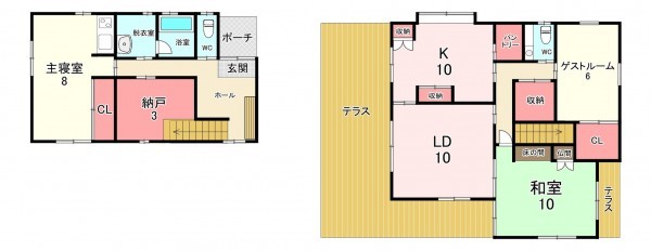 福津市星ケ丘、中古一戸建ての間取り画像です