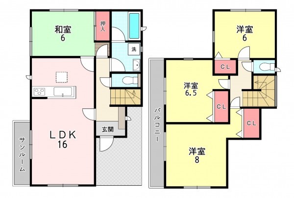 宗像市公園通り、中古一戸建ての間取り画像です