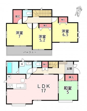 古賀市花鶴丘、新築一戸建ての間取り画像です