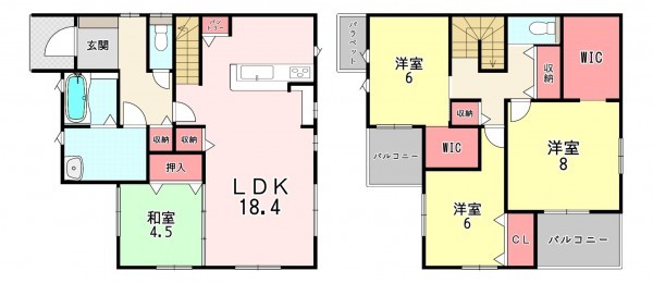 宗像市城西ケ丘、新築一戸建ての間取り画像です