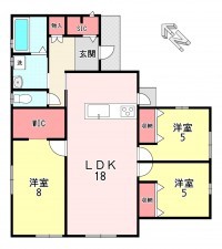 宗像市三倉、中古一戸建ての間取り画像です