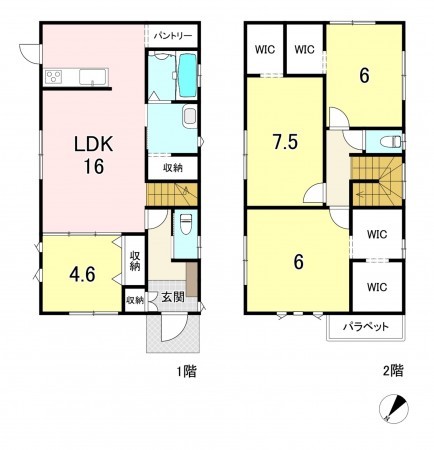 宗像市赤間、新築一戸建ての間取り画像です