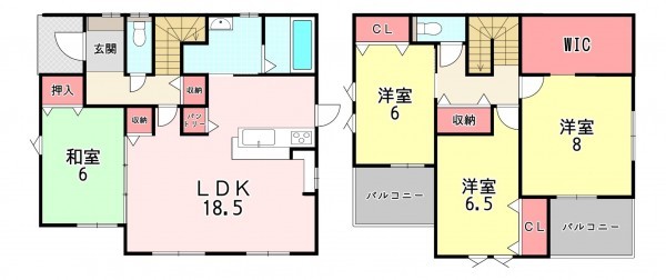 古賀市中央、新築一戸建ての間取り画像です