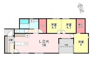 福津市津屋崎、新築一戸建ての間取り画像です