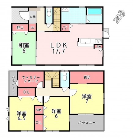 宗像市日の里、新築一戸建ての間取り画像です