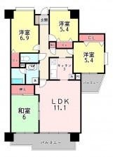 福津市中央、マンションの間取り画像です