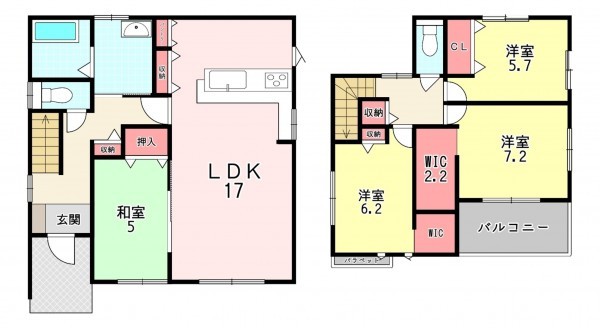 古賀市天神、新築一戸建ての間取り画像です