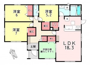 福津市津屋崎、新築一戸建ての間取り画像です