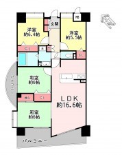 福津市中央、マンションの間取り画像です