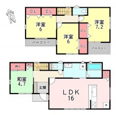 福津市若木台、新築一戸建ての間取り画像です