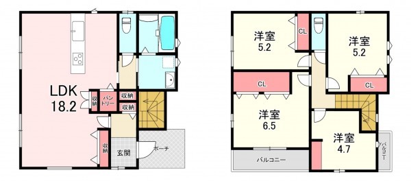 福津市東福間、新築一戸建ての間取り画像です