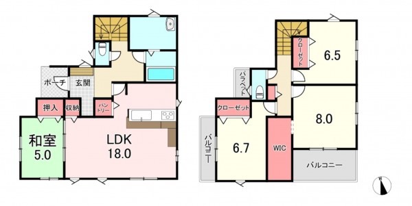 宗像市須恵、新築一戸建ての間取り画像です