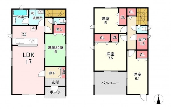 宗像市石丸、新築一戸建ての間取り画像です