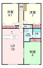 宗像市赤間、マンションの間取り画像です