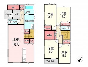 福津市あけぼの、新築一戸建ての間取り画像です