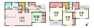 福津市あけぼの、新築一戸建ての間取り画像です