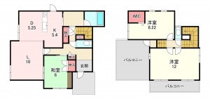 宗像市公園通り、中古一戸建ての間取り画像です