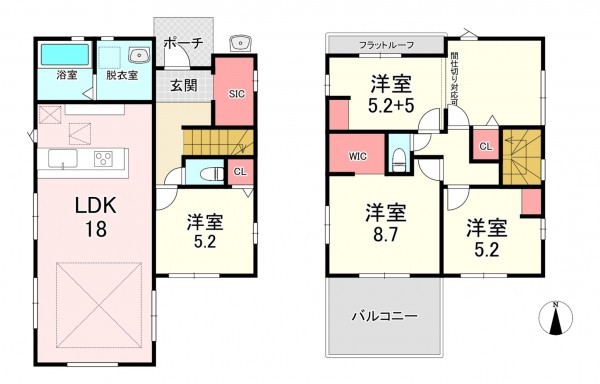 福津市西福間、新築一戸建ての間取り画像です