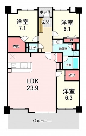 古賀市天神、マンションの間取り画像です