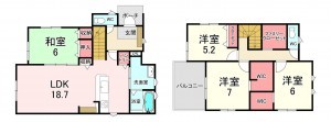 宗像市河東、新築一戸建ての間取り画像です