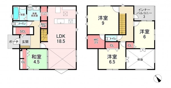 福津市福間南、新築一戸建ての間取り画像です