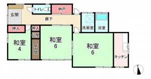 福津市上西郷、中古一戸建ての間取り画像です