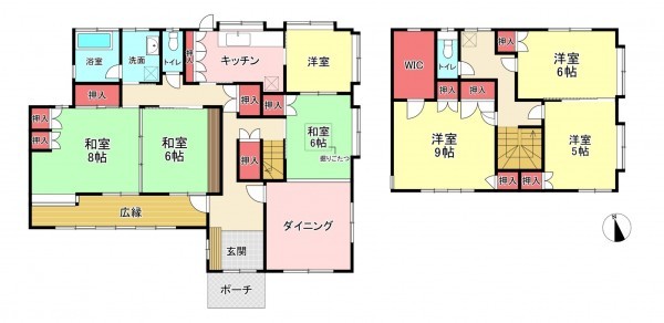 福津市花見の里、中古一戸建ての間取り画像です