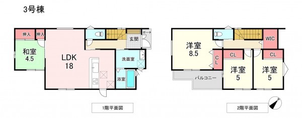 糟屋郡宇美町、新築一戸建ての間取り画像です