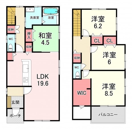 古賀市薦野、新築一戸建ての間取り画像です