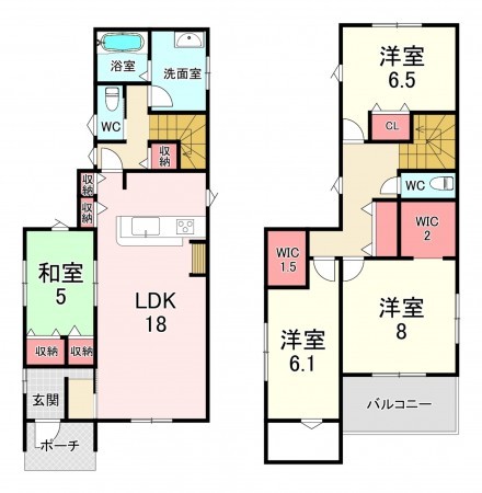 古賀市薦野、新築一戸建ての間取り画像です