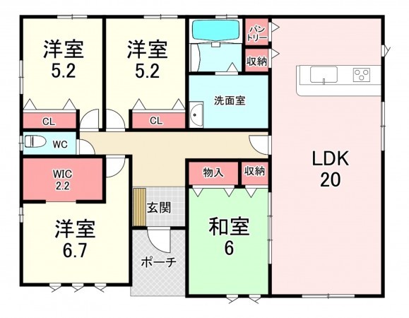 古賀市薦野、新築一戸建ての間取り画像です