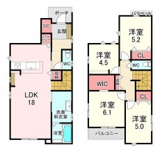 古賀市花見南、新築一戸建ての間取り画像です