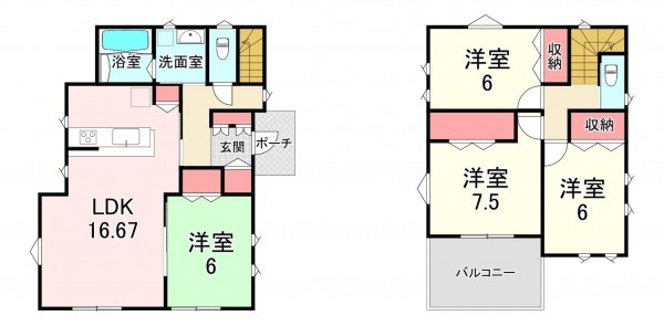宗像市河東、中古一戸建ての間取り画像です