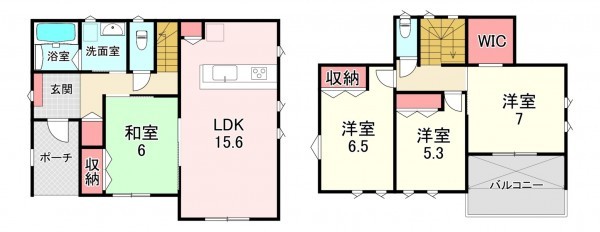 宗像市河東、中古一戸建ての間取り画像です