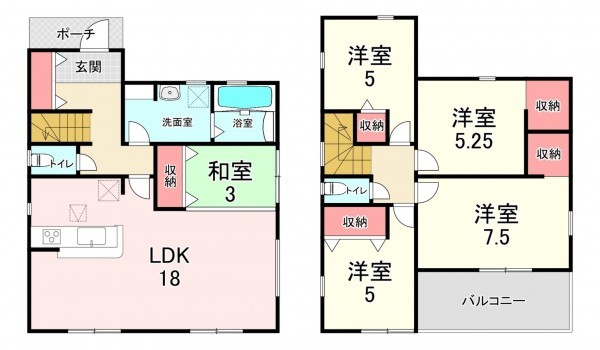 古賀市今の庄、新築一戸建ての間取り画像です