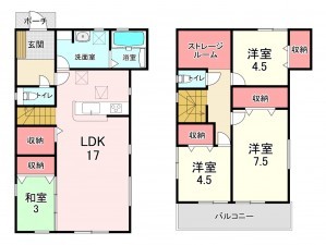 古賀市今の庄、新築一戸建ての間取り画像です