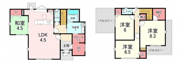 宗像市田久、新築一戸建ての間取り画像です
