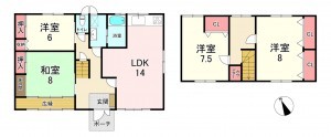 宗像市葉山、中古一戸建ての間取り画像です