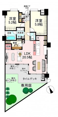 福岡市東区和白、マンションの間取り画像です