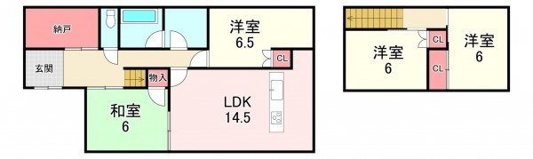 宗像市ひかりヶ丘、中古一戸建ての間取り画像です