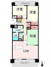 福津市中央、マンションの間取り画像です