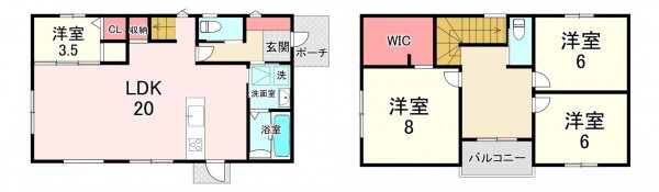 宗像市田熊、新築一戸建ての間取り画像です