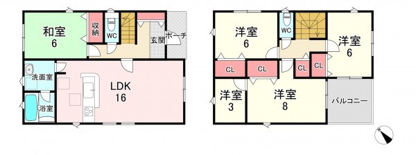 古賀市花見東、新築一戸建ての間取り画像です