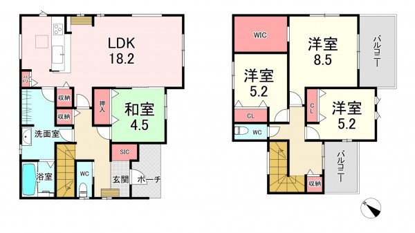 福津市宮司、新築一戸建ての間取り画像です