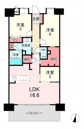 古賀市久保、マンションの間取り画像です