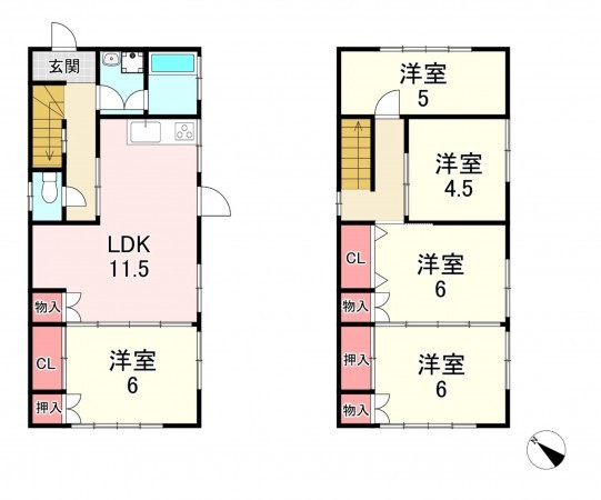 古賀市花見東、中古一戸建ての間取り画像です